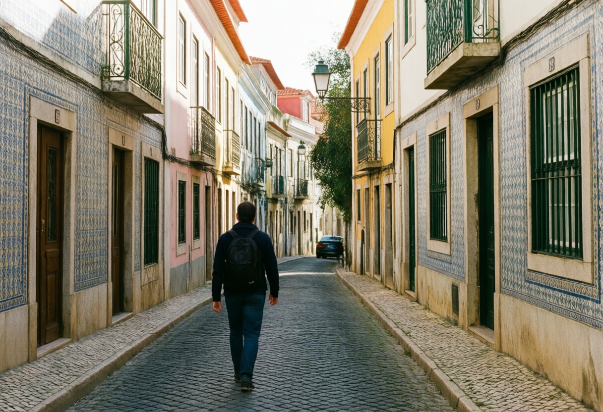 Caminhada matinal num bairro tranquilo